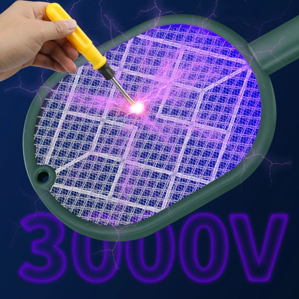 2-in-1 Electric Mosquito Swatter Mosquito Killer USB Rechargeable Angle Adjustable Electric Bug Zapper Fly Bat Insect Swatter