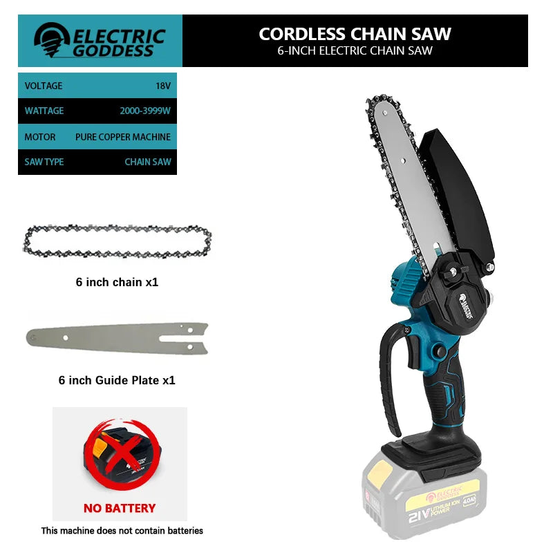 6-Inch Mini Cordless Electric Chainsaw
