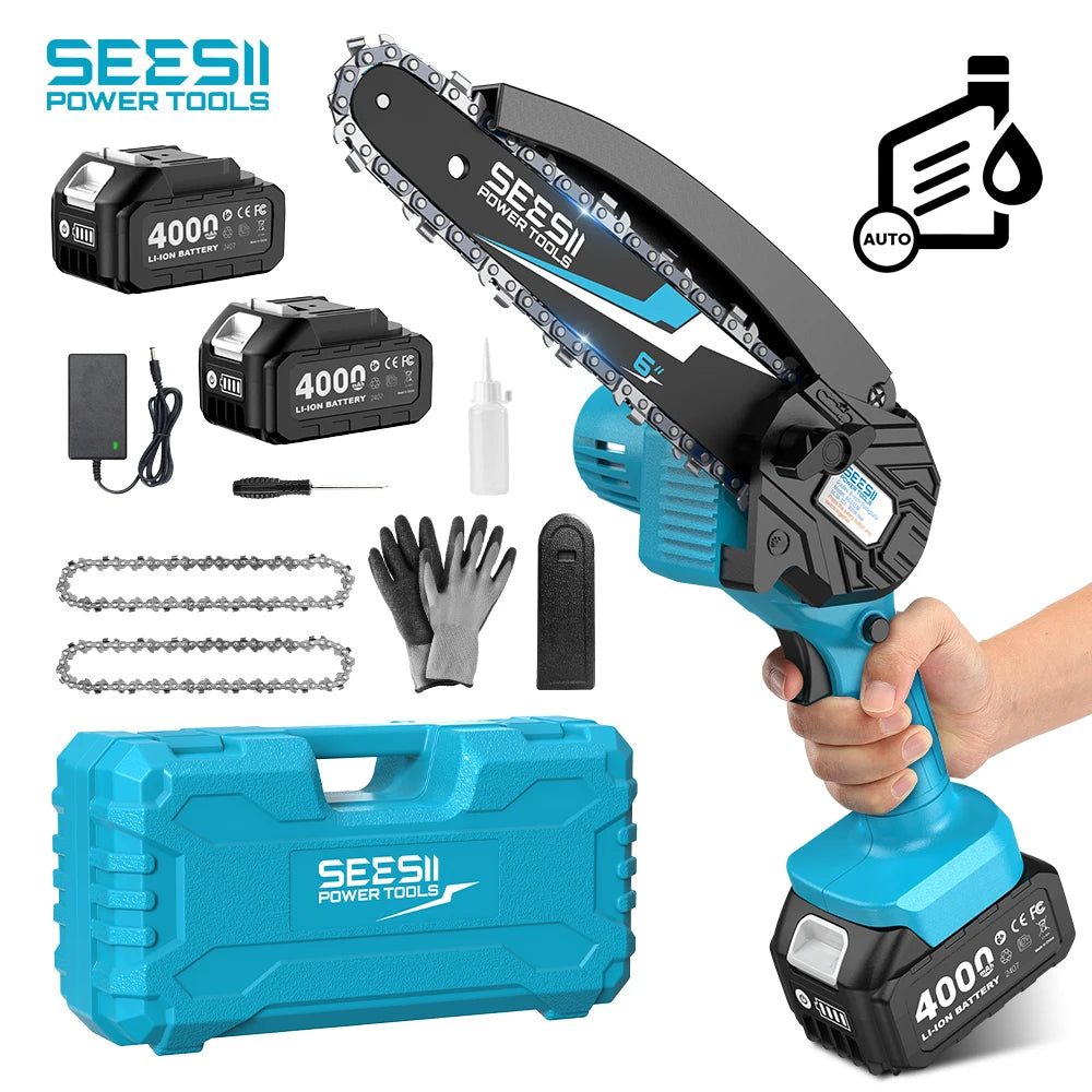 SEESII 6-Inch Cordless Mini Chainsaw