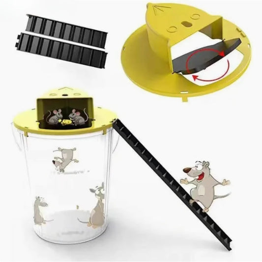Household fully automatic continuous mouse trap, super indoor new type flip cover trap(Bucket needs to be prepared by yourself)
