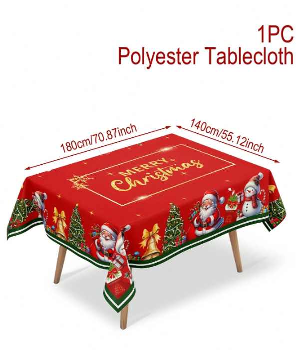 Merry Christmas Round Tablecloth Cover