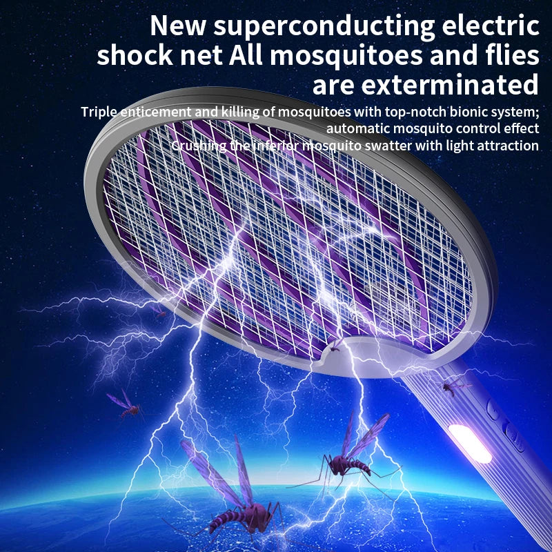 Electric Mosquito Swatter Cordless Battery Power Electric Fly Mosquito Swatter Bug Racket Insects Killer