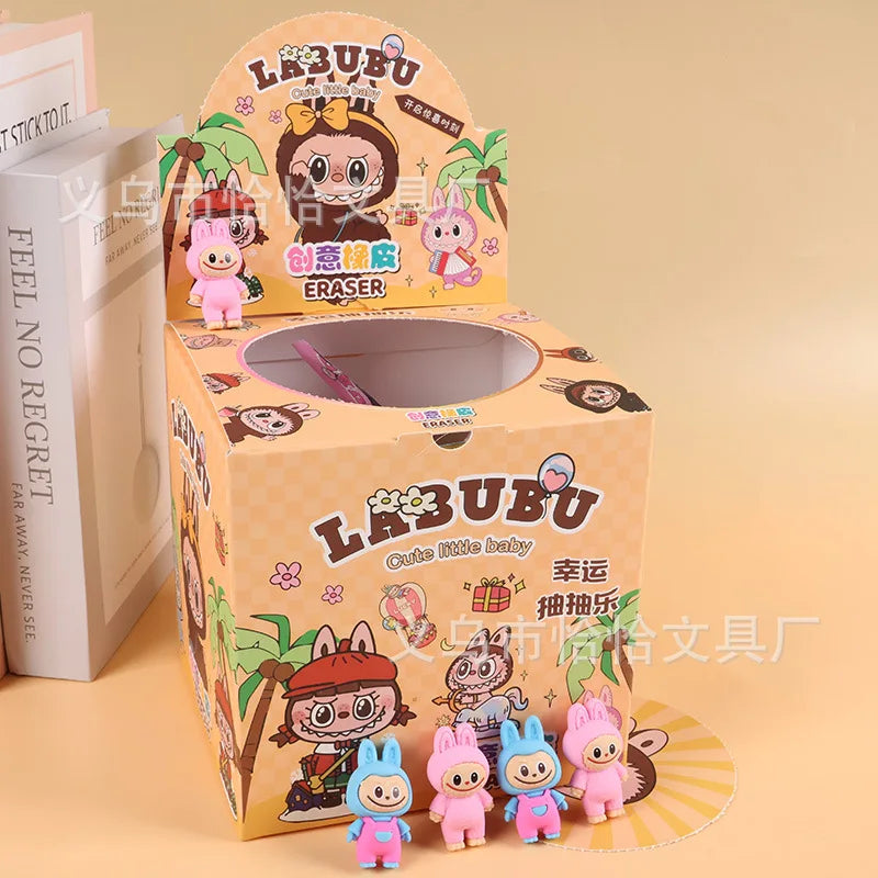 Popmart Labubu Blind Box Set Anime Figure Eraser Toy