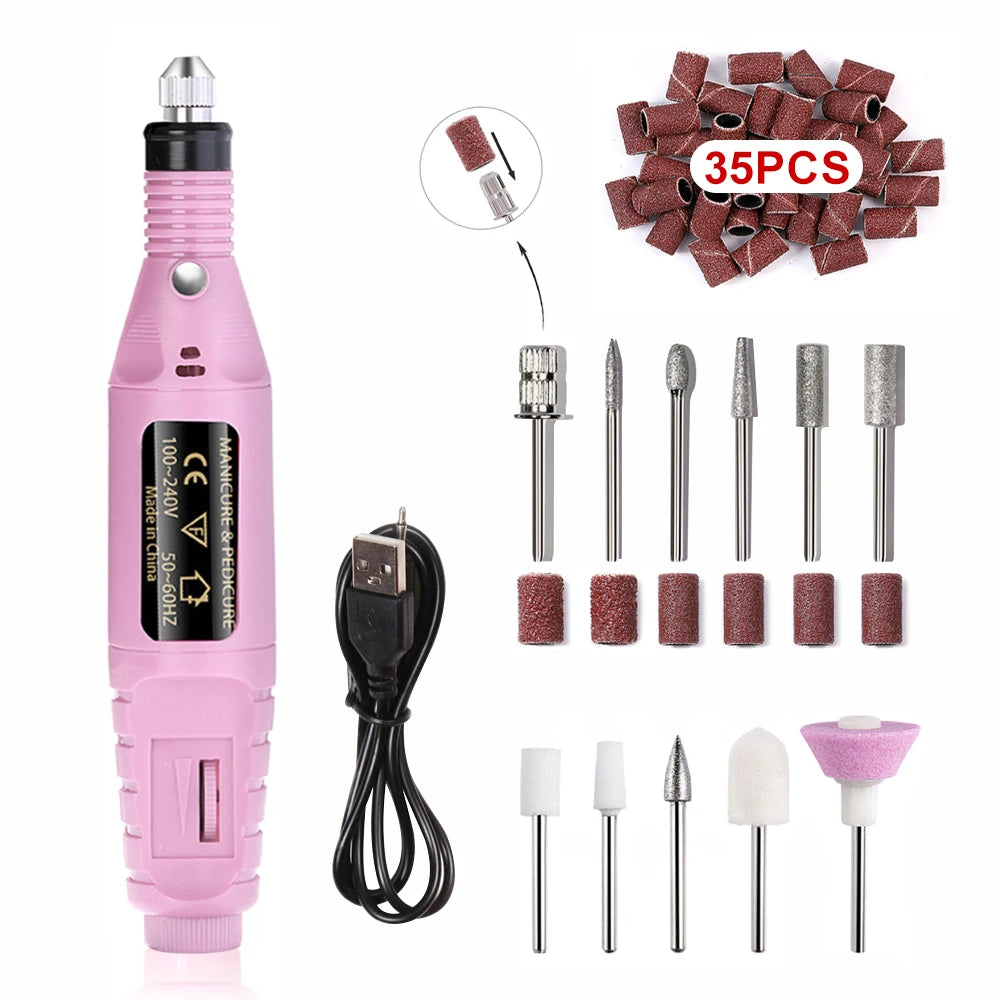 Nail Sander Set Electric Nail Drill Machine Grinding Equipment Milling Cutter For Manicure Pedicure Strong Polishing Tools
