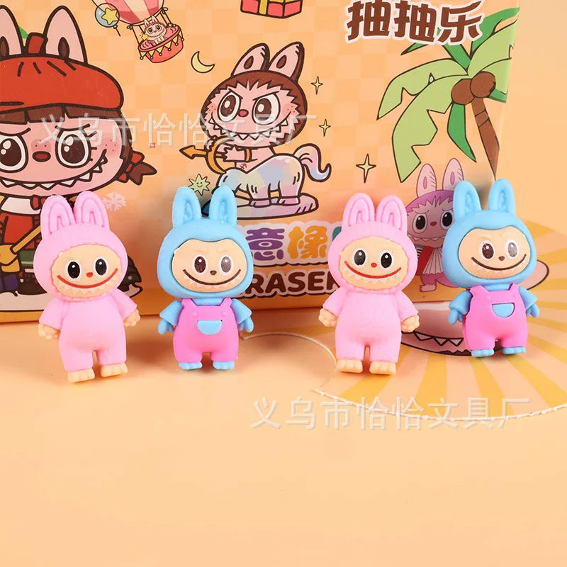 Popmart Labubu Blind Box Set Anime Figure Eraser Toy