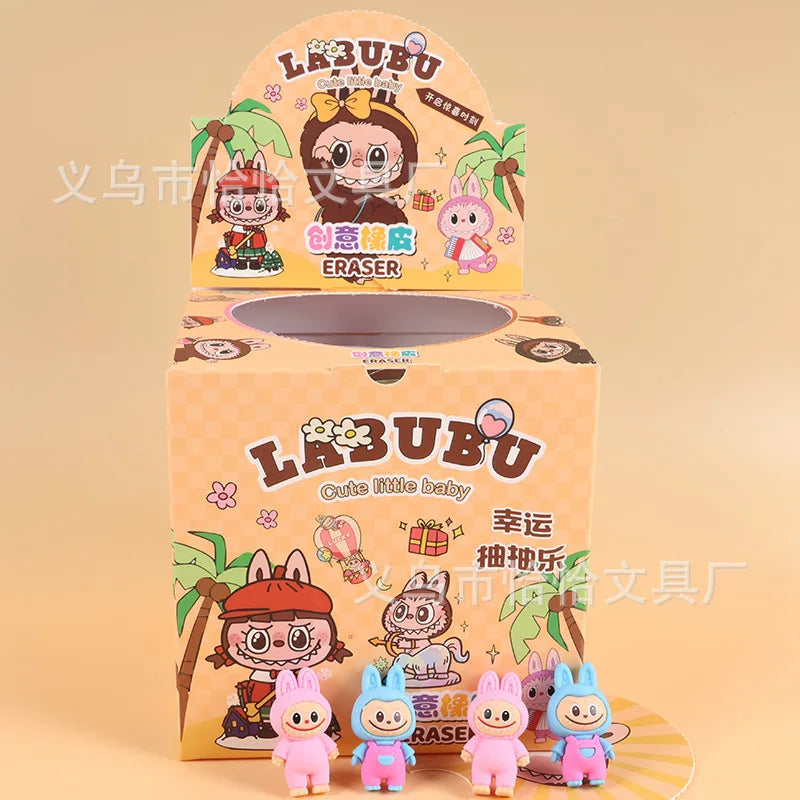 Popmart Labubu Blind Box Set Anime Figure Eraser Toy