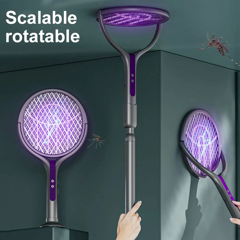 2-in-1 Mosquito Killer Multi functional Electric Fly Mosquito Swatter Retractable Mosquito Swatter USB Rechargeable Bat Swatter