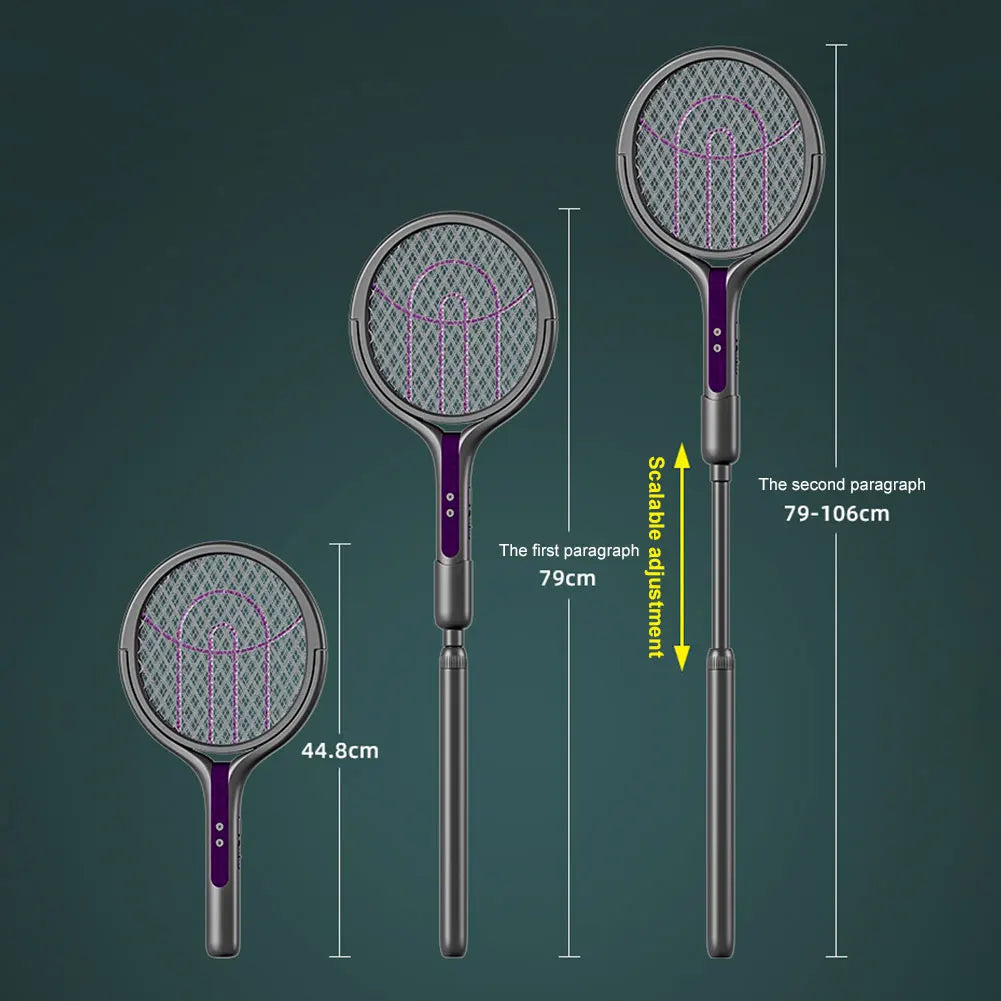 2-in-1 Mosquito Killer Multi functional Electric Fly Mosquito Swatter Retractable Mosquito Swatter USB Rechargeable Bat Swatter