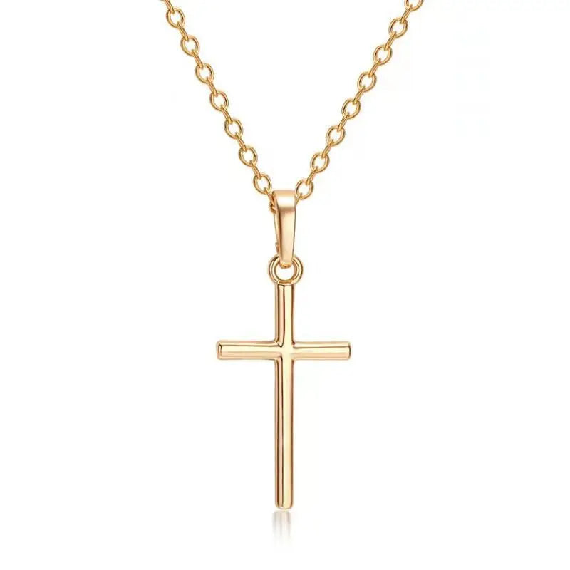 Fashion Christian Jesus Cross Necklaces Silver Color Long Chain Simple Pendants For Women Men Jewelry Gifts Dropshipping