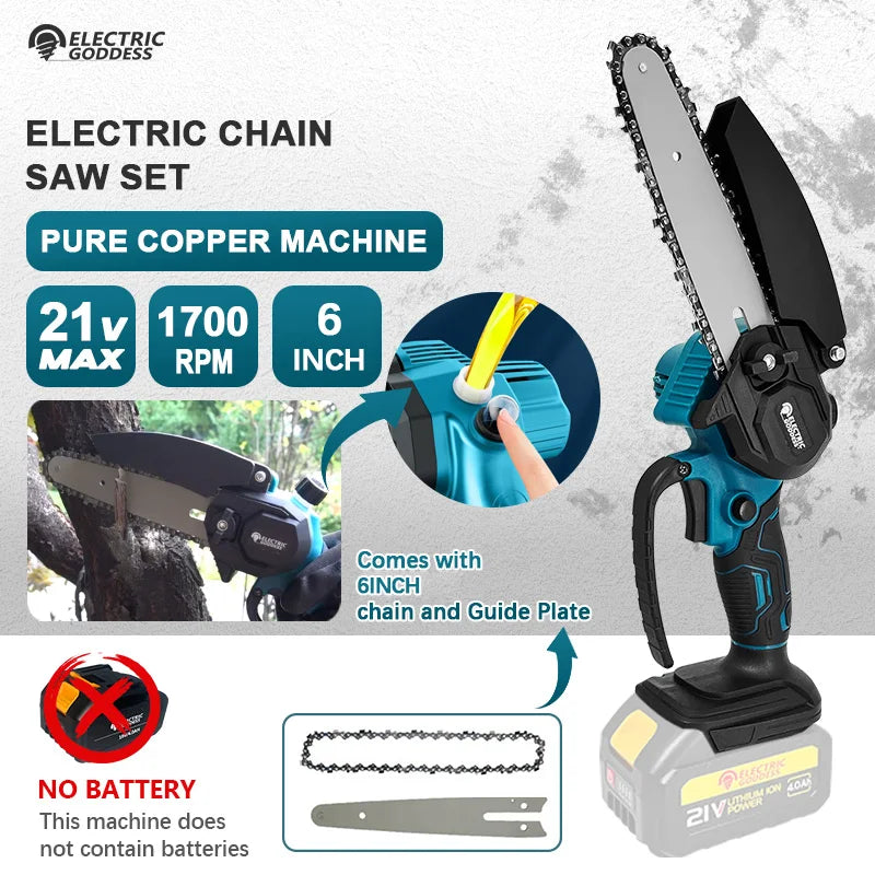 6-Inch Mini Cordless Electric Chainsaw