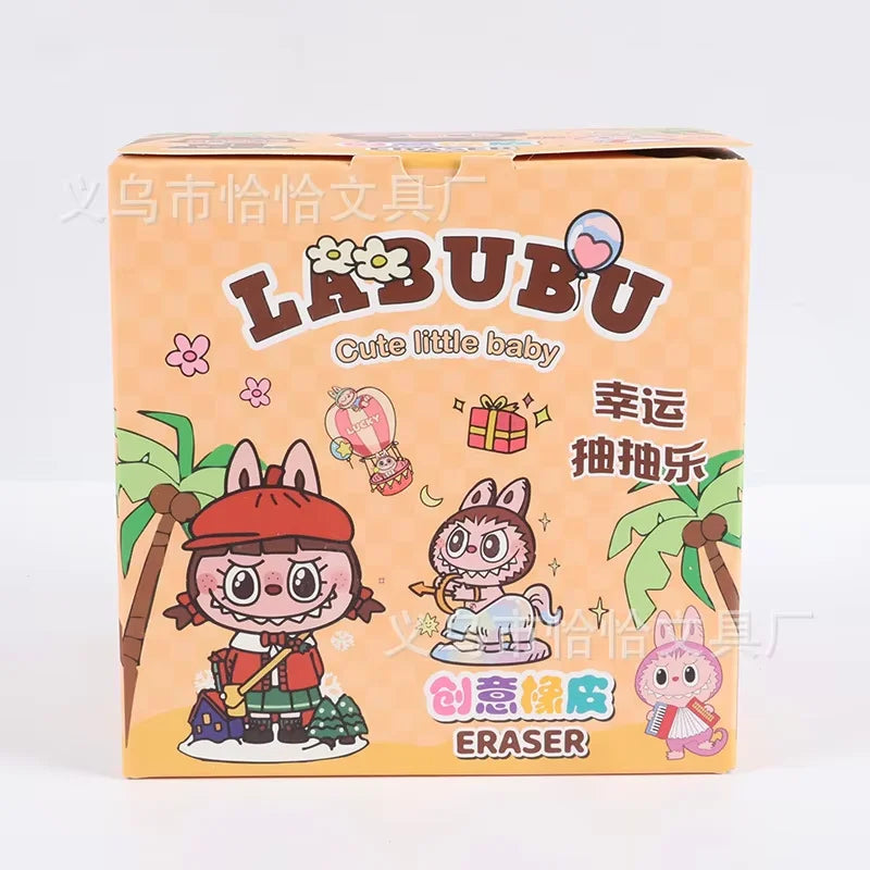 Popmart Labubu Blind Box Set Anime Figure Eraser Toy