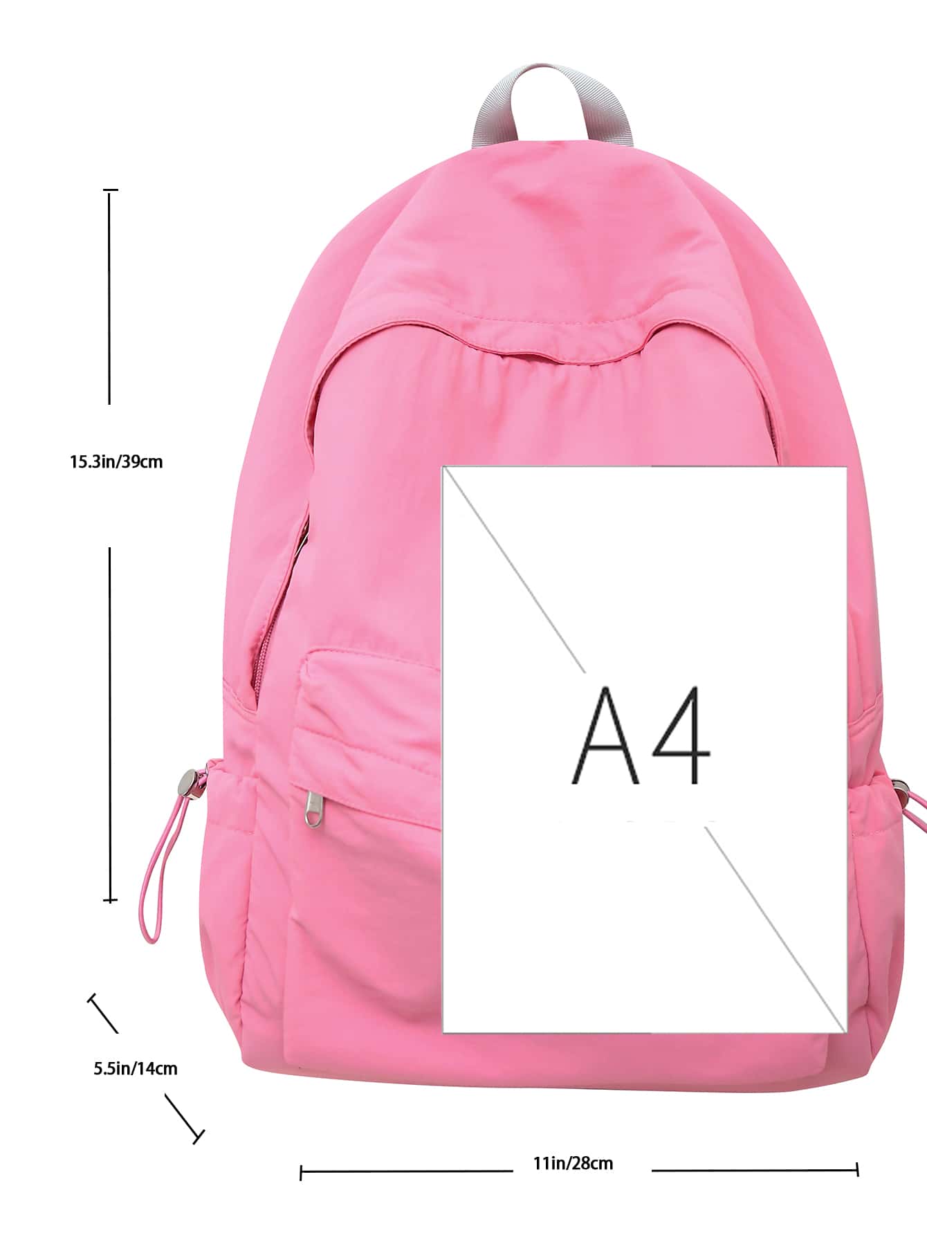 Simple Large Capacity Pink Backpack