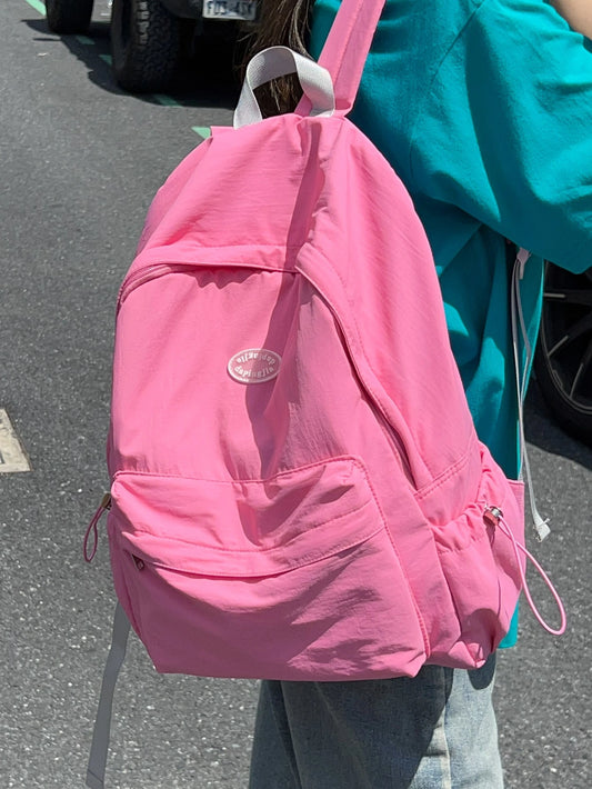 Simple Large Capacity Pink Backpack